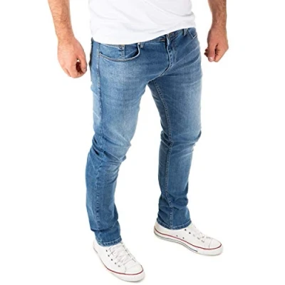 Abbildung von WOTEGA Justin Herrenhose Slim Fit Herrenjeans für Männer Stretchjeans Hosen Herren Jeanshosen, Mittelblau (Bijou Blue 183921), W40/L32