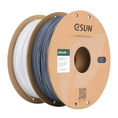 Abbildung von eSUN PLA+ Filament 1.75mm, PLA+HS Hochgeschwindigkeitsdruck 3D Drucker Maßgenauigkeit +/ 0.03mm, 1KG Spule (2.2 LBS) Speedy PLA Plus (Kaltes Weiß+Grau, 2KG)