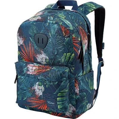 Abbildung von Nitro Urban Plus, Old School Daypack mit zusätzlichem gepolstertem Laptopfach, urbaner Streetpack, Alltagsrucksack, Schulrucksack, Schoolbag seitlichem Flaschenfach, Tropical, 28L