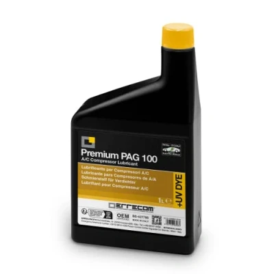 Abbildung von Errecom PAG 100 Premium + UV DYE 1 L, Schmiermittel für konventionelle oder elektrische Kfz Klimakompressoren, die mit den Kältemitteln GAS R134a und R1234yf betrieben werden