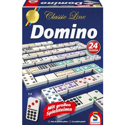 Abbildung von Schmidt Spiele 49207 Classic Line, Domino, mit großen Spielsteinen, Bunt