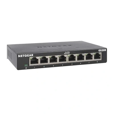 Abbildung von NETGEAR GS308 LAN Switch 8 Port Netzwerk (Plug and Play Gigabit Splitter, Verteiler, Ethernet Hub lüfterlos, robustes Metallgehäuse mit Ein /Ausschalter), Schwarz