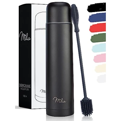 Abbildung von Milu Thermosflasche Thermoskanne Isolierflasche 1L, 750ml, 500ml Isolierte Edelstahl Trinkflasche, 100% Auslaufsicher, Doppelwandisolierung (Schwarz, 500ml)
