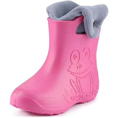 Abbildung von Ladeheid EVA Kinder Jungen Mädchen Gummistiefel Regenschuhe gefüttert Regenstiefel Gummischuhe LA CA 04 (Rosa/Grau, 28/29 EU)