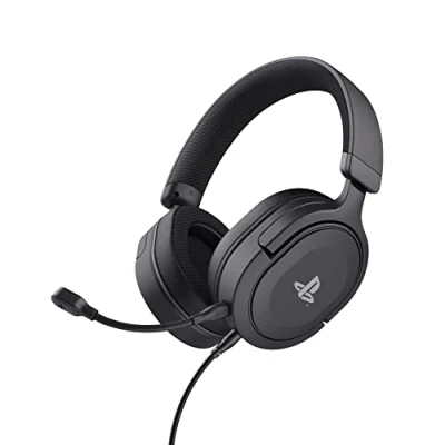 Abbildung von Trust Gaming Headset GXT 498 Forta Offiziell Lizenziert für Playstation 5, Nachhaltig, PS4 / PS5 Headset, 1,2 m Kabel, 50mm Treiber, Abnehmbares Mikrofon, Verstellbare Over Ear Kopfhörer, Schwarz