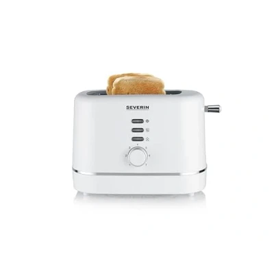 Abbildung von SEVERIN Automatik Toaster, für 2 Scheiben, Brötchenaufsatz aus Edelstahl, Aufwärm &amp; Defrosterfunktion, einstellbarer Bräunungsgrad, Auto Abschaltung, 850 W, weiß, AT 4324