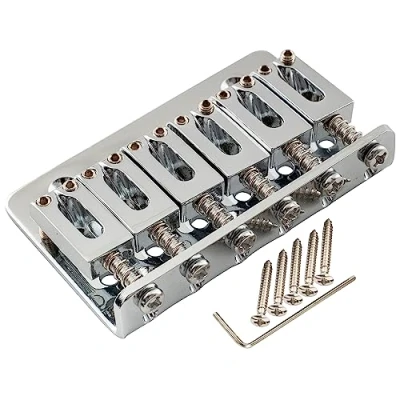 Abbildung von Musiclily 52,5mm ST Hardtail Steg Non Tremolo Brücke für Strat Tele Style E Gitarre, Chrom