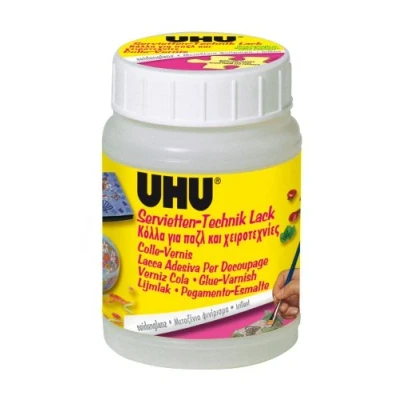 Abbildung von UHU Serviettentechnik Lack seidenglanz, Klebstofflack für Versiegelungen und Veredelungen, 150 ml
