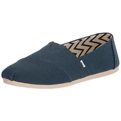 Abbildung von TOMS Damen Alpargata recycelter Baumwollleinen Flacher Slipper, Mallorca Blau, 37.5 EU