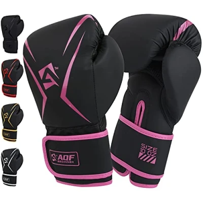 Abbildung von AQF Boxhandschuhe, Boxsack Leder Handschuhe Herren Frauen, MMA Sandsäcke, Boxhandschuhe Kinder Für Kickboxen, Muay Thai, Kampfsport Boxing Gloves 4 6 8 10 12 14 16 Oz (12 oz, Rosa)