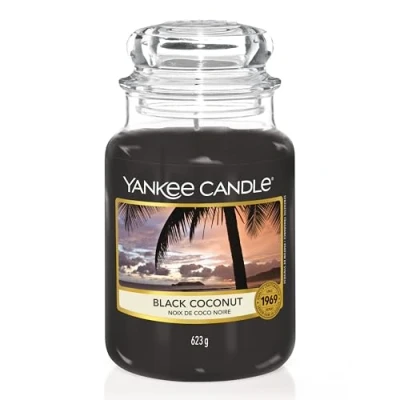 Abbildung von Yankee Candle Duftkerze im Glas (groß) Black Coconut Kerze mit langer Brenndauer bis zu 150 Stunden Perfekte Geschenke für Frauen