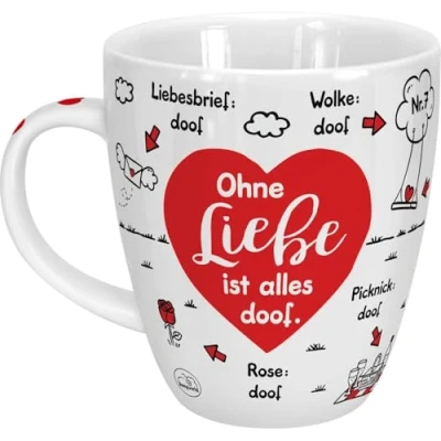 Abbildung von Sheepworld Tasse &quot;Ohne Liebe ist alles doof&quot; Porzellan, 45 cl Porzellantasse für Kaffee und Tee, lustige mit Spruch 46506