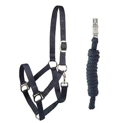 Abbildung von PFIFF 102931 Halfter und Strick Set, Kunststoffhalfter Führstrick, Dunkelblau Pony