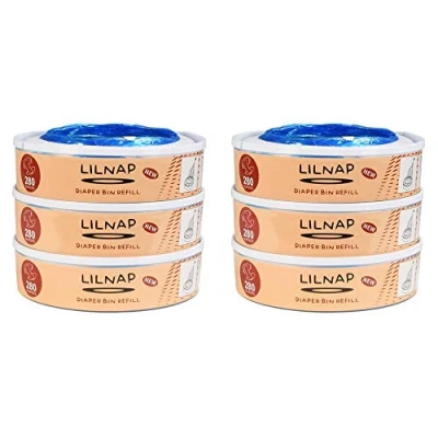 Abbildung von LILNAP 6 Nachfüllkassetten kompatibel mit Angelcare Windeleimer &amp; Litter Locker II (RUNDE KASSETTEN) Neues Design