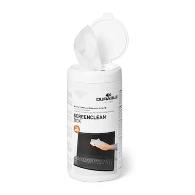 Abbildung von Durable Bildschirmreiniger (Screenclean Box, Spenderdose) 100 Feuchttücher, weiß, 573602