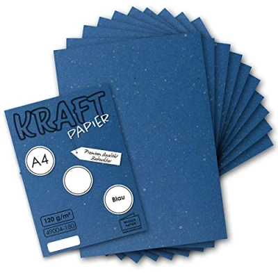 Abbildung von 50 Blatt Vintage Kraftpapier in Blau DIN A4 120g Blaues Recycling Papier, komplett ökologischer Brief Bogen Briefpapier UmWelt by GUSTAV NEUSER