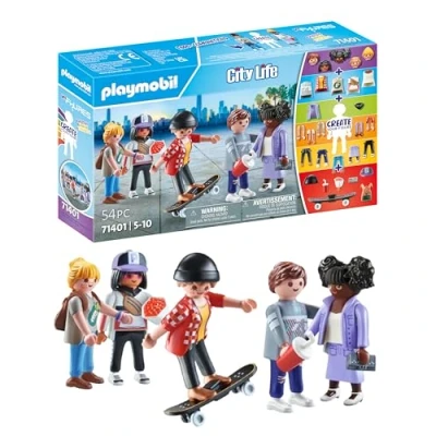 Abbildung von PLAYMOBIL My Figures 71401 Fashion, City Life, 5 Spielfiguren mit über 1000 Kombinationsmöglichkeiten, Accessoires wie Skateboard, Mütze und Handtasche, Spielzeug für Kinder ab Jahren