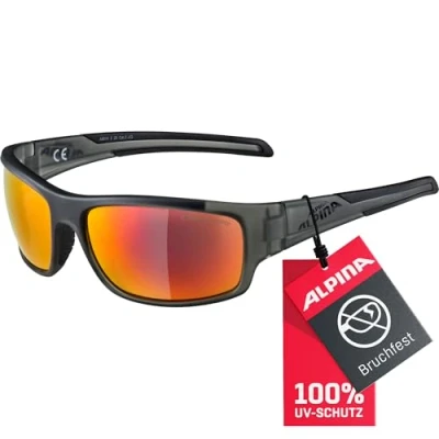 Abbildung von ALPINA TESTIDO Verspiegelte und Bruchsichere Sport &amp; Fahrradbrille Mit 100% UV Schutz Für Erwachsene, anthracite black matt, One Size