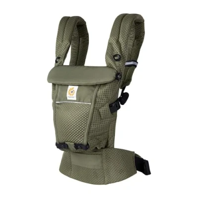 Abbildung von Ergobaby Adapt Babytrage für Neugeborene ab Geburt, 3 Positionen SoftFlex Mesh Ergonomische Babybauchtrage Rückentrage Baby Tragetasche, Olive Green