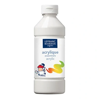 Abbildung von Lefranc &amp; Bourgeois 188537 Value Kinder Acrylfarbe, auf Wasserbasis, mit Glanzeffekt, seidenglänzender Finish, deckend, Dosieröffnung, 500ml Flasche, weiß