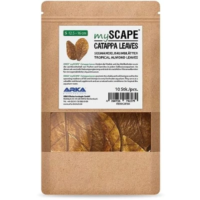 Abbildung von ARKA mySCAPE CATAPPA Leaves Seemandelbaumblätter 12,5 16cm 10 Stück Natürlicher Wasseraufbereiter für Fische &amp; Garnelen im Süßwasseraquarium Fischfutter Garnelenfutter