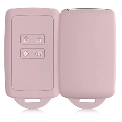 Abbildung von kwmobile Autoschlüssel Hülle kompatibel mit Renault 4 Tasten Smartkey (nur Keyless Go) Silikon Schutzhülle Schlüsselhülle Cover in Altrosa matt