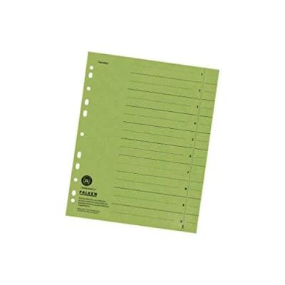 Abbildung von Original Falken 100er Pack Trennblätter. Made in Germany. Aus Recycling Karton für DIN A4 grün Trennlaschen Trennblätter Ordner Register Kalender Blauer Engel