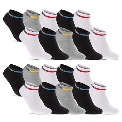 Abbildung von 8 12 20 Paar Sneaker Socken Herren Mehrfarbig Baumwolle 16730 (20 39 42)