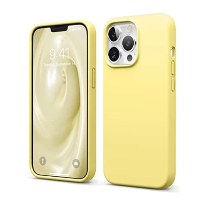 Abbildung von elago Liquid Silicone Case Kompatibel mit iPhone 13 Pro Hülle (6,1&quot;), Hochwertiges Silikon, Rundumschutz Handyhülle : 3 Layer Struktur Schutzhülle, Kratzfestes Weiches Mikrofaserfutter (Gelb)