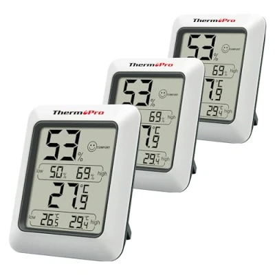 Abbildung von ThermoPro TP50 3 digitales Hygrometer Innen Thermometer Raumthermometer mit Aufzeichnung und Raumklima Indikator für Raumklimakontrolle Klima Monitor