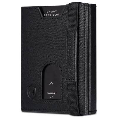 Abbildung von VON HEESEN Slim Wallet mit Münzfach &amp; RFID Schutz Leder Geldbeutel Mini Geldbörse für Herren und Damen Kartenetui Echtleder Karten Portemonnaie klein Kreditkartenetui Saffiano