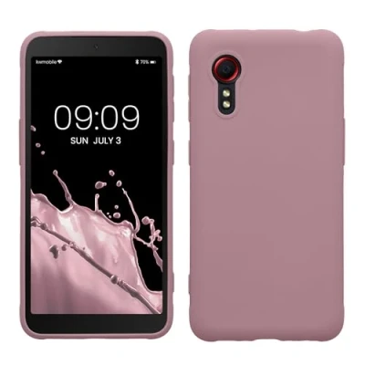 Abbildung von kwmobile Hülle kompatibel mit Samsung Galaxy Xcover 5 weiches TPU Silikon Case Cover geeignet für kabelloses Laden Altrosa