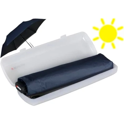 Abbildung von Knirps Taschenschirm US.050 Ultra Light Slim Manual mit UV und Hitzeschutz im Etui navy schwarz