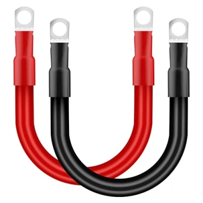 Abbildung von QIMEI SHOP Batteriekabel 35mm² 30cm Auto Batterie Kabel 12V 2AWG Kupferkabel mit M10 Ringklemmen für LKW Motorrad Solar Marine Rot Schwarz 2 Stück