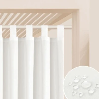 Abbildung von ROOM99 Outdoorvorhäng mit Schlaufen Garden Line 155 x 200 cm Breite Höhe Outdoor Vorhang wetterfest Wasserdicht Sichtschutz Sonnenschutz Gardinen Garten Winddicht Ecru, 1 Stück