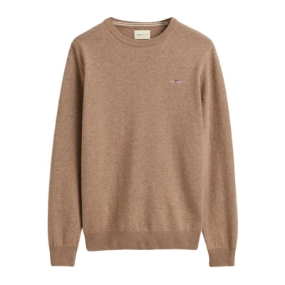 Abbildung von GANT Superfine CREW NECK Strickpullover, Herren, Größe: Large, Dk sand melange