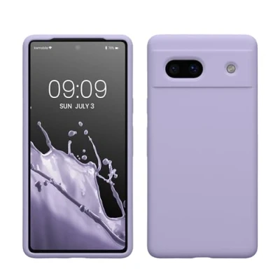 Abbildung von kwmobile Hülle kompatibel mit Google Pixel 7a Silikon Handy Case Handyhülle weiche Oberfläche kabelloses Laden Lavendel