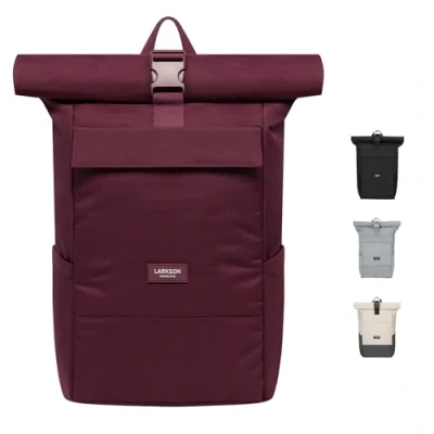 Abbildung von LARKSON Rucksack Damen Herren Rot No 4 Rolltop Backpack mit Laptopfach Uni, Arbeit &amp; Fahrrad Großer Reiserucksack Wasserabweisend