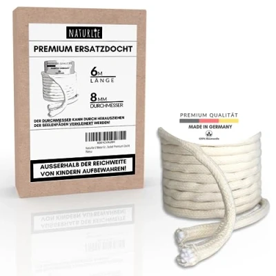 Abbildung von Naturlie 6 Meter Ersatzdocht für Öllampe, Gartenfackel Bambusfackel Premium Docht