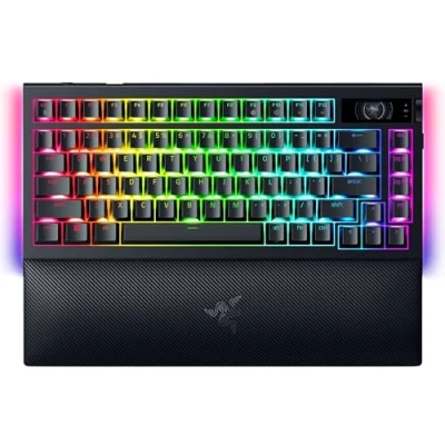Abbildung von Razer BlackWidow V4 Pro 75% Kabellose Hotswap Gaming Tastatur OLED Display (Command Dial, Konnektivität 4K Hz &amp; Bluetooth, Snap Tap, magnetische Handballenauflage) US Layout Schwarz