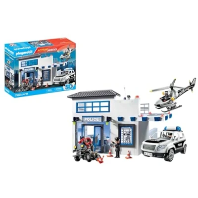 Abbildung von PLAYMOBIL Action Heroes 71602 Polizeistation, große Kommandostation mit Polizei Helikopter und vielen spannenden Details, actionreiches Spielzeug für Kinder ab 4 Jahren