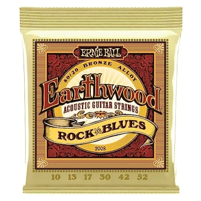 Abbildung von Ernie Ball Earthwood Rock and Blues Akustik Gitarrensaiten, 80/20 Bronze, G Saite nicht umwickelt, Stärke 1052