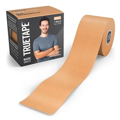 Abbildung von TRUETAPE® Kinesiotape BASIC Uncut 1x Rolle (5 m x 5 cm) ungeschnitten Wasserfestes &amp; Elastisches Kinesiologie Tape Physiotape mit starker Klebekraft für Alltag Sport Beige
