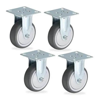 Abbildung von Relaxdays Bockrolle, 4er Set, 50mm, Traglast 160 kg, TPR, Stahlplatte, Kugellager, spurlos, schalldämpfend, grau/silber