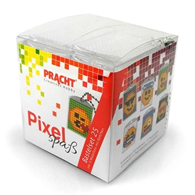 Abbildung von Pracht Creatives Hobby Pixel P90046 63501 Spaß Bastelset 25, zur Gestaltung von 6 Schlüsselanhängern für Kinder, kinderleichtes Stecksystem, ohne Bügeln und Kleben, Steinchen aus Biokunststoff