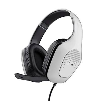 Abbildung von Trust Gaming GXT 415W Zirox Leichtes Headset mit 50 mm Treiber für PC, Xbox, PS4, PS5, Switch, Mobile, 2 m Kabel, 3,5 Audioanschluss, Over Ear Kopfhörer Kabel Weiß
