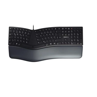 Abbildung von CHERRY KC 4500 ERGO, Ergonomische Tastatur, Deutsches Layout (QWERTZ), Kabelgebunden, Handballenauflage mit Memory Schaum, Geschwungenes Tastenfeld, Schwarz