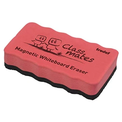 Abbildung von Trodat Radierschwamm für Whiteboards magnetisch haftend, Zeichnungen von Markern und Stiften trocken abwischen Größe 10,5 x 5,5 1,8 cm, Rot