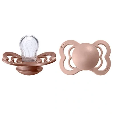 Abbildung von BIBS Supreme Schnuller 2er Pack, BPA frei, Symmetrischer Nippel. Silikon, Hergestellt in Dänemark. 0 6 Monate (2er Pack), Woodchuck/Blush