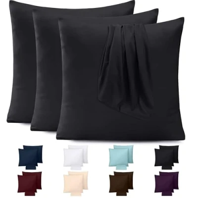 Abbildung von Utopia Bedding Kissenbezug 65x65 4er Set Kopfkissenbezug 65 x aus 100% gebürsteter Mikrofaser mit Umschlagverschluss Falten , verblassen und schmutzabweisende Kissenbezüge Schwarz